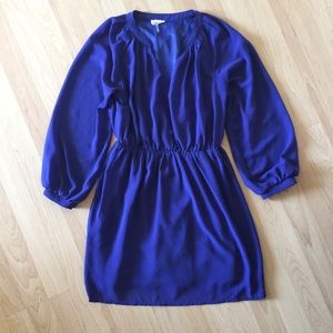 Tobi Cobalt Split Neck sheer sleeve dress S
